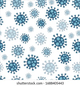 Coronavirus Seamless Pattern. Background With Corona virus Bacterias. 2019-nCoV epidemic of pneumonia symbol. Vector illustration for science and medical use, web, banner, poster