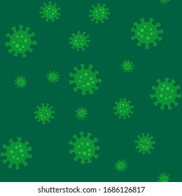 Coronavirus nahtloses Muster. Covid-19 grüner Hintergrund. Vektorillustration