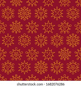 Coronavirus seamless pattern. Different Kinds of Viruses. Bacteria Biology Organisms Seamless Pattern. Medical Genetics Bacteriological Microorganism. Covid-19 Flat Vector Illustration