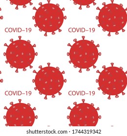coronavirus sin fisuras sobre un fondo blanco. Diseño para imprimir en el embalaje de máscaras, tejidos. pandemia. enfermedad. covid-19. superior