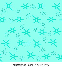 Coronavirus seamless pattern. Repetitive vector illustration of flat blue viruses isolated on background. Coronavirus, pandemic