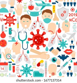 Coronavirus Seamless Pattern. Vector Illustration of Medical Background.