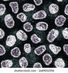 Coronavirus seamless vector pattern. Сoronavirus under a microscope. eps.10