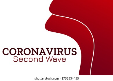 Concepto de segunda ola de Coronavirus. COVID-19, ó 2019-nCoV enfermedad respiratoria aguda. Plantilla para fondo, banner, afiche con inscripción de texto. Ilustración del vector EPS10