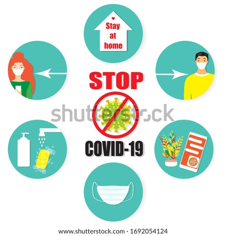 Coronavirus self quarantine main rules infographic, vector illustration concept.