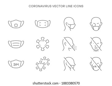 Coronavirus estableció 1 iconos de línea vectorial. Trazo editable 