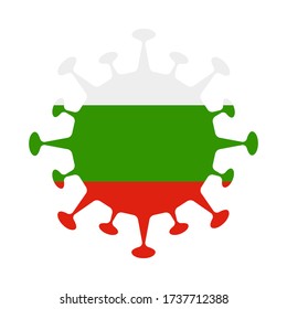 Coronavirus shaped like the Bulgarian flag.  A vector illustration.