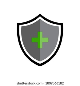 Coronavirus with shield against coronavirus 2019-ncov coronavirus COVID-19, medical health shield concept with a plus sign, health care drugs are protected, promote immune concept.
