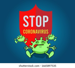  coronavirus with Shield and  green cells. coronaviruses influenza background .coronavirus in China. Novel coronavirus (2019-nCoV).Concept of coronavirus quarantine vector illustration