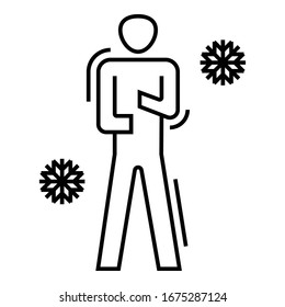 coronavirus shivering concept, Person is  shaking like a snowman on white background, 2019-nCov, 2019 Novel Coronavirus fever symptoms vector icon design