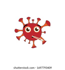 Coronavirus kranken Emoticon flach Symbol. Einzelbildelement