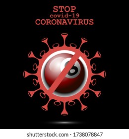 Coronavirus sign and billiard ball with a crossed line. Stop covid-19 outbreak. Caution risk disease 2019-nCoV. Cancellation of sports tournaments. Pattern design. Vector illustration