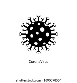 Coronavirus Sign caution. Corona virus icon logo. Coronavirus outbreak. Covid 19 danger public health risk disease and flu outbreak. Pandemic medical concept with dangerous cells Vector illustration