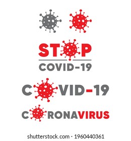 Coronavirus sign caution flat simple line icon design. Coronavirus vector Covid-19 Coronavirus concept on white background. Creative nCOV red gray signs Easy editable layered vector illustration logos