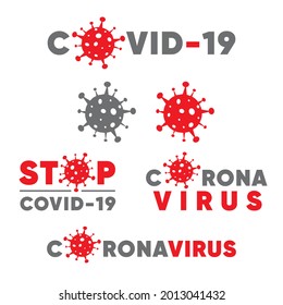 Coronavirus sign caution flat simple line icon design. Coronavirus vector Covid-19 Coronavirus concept on white background. Creative nCOV red gray signs Easy editable layered vector illustration logos