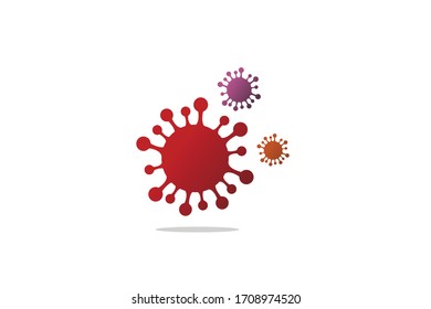 Coronavirus sign. Corona virus Bacteria Cell Icon, 2019-nCoV in caution traffic signs. Warning symbol of COVID-19, Novel coronavirus. Vector icon.