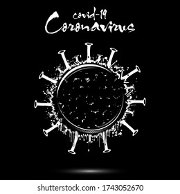 Coronavirus sign with hockey puck made of blots. Stop covid-19 outbreak. Caution risk disease 2019-nCoV. Cancellation of sports tournaments due to an outbreak of coronavirus. Vector illustration