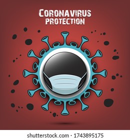 Coronavirus sign and hockey puck with a protection mask. Stop covid-19 outbreak. Caution risk disease 2019-nCoV. Cancellation of sports tournaments. Pattern design. Vector illustration