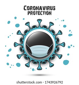 Coronavirus sign and hockey puck with a protection mask. Stop covid-19 outbreak. Caution risk disease 2019-nCoV. Cancellation of sports tournaments. Pattern design. Vector illustration