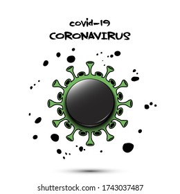 Coronavirus sign with hockey puck. Stop covid-19 outbreak. Caution risk disease 2019-nCoV. Cancellation of sports tournaments. The worldwide fight against the pandemic. Vector illustration