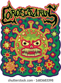 coronavirus sign with monsters skull, t-shirt design