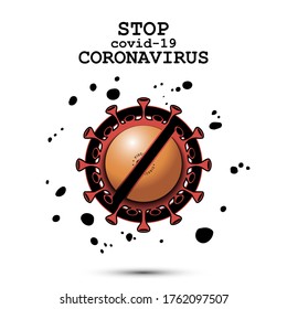 Coronavirus sign and ping-pong ball with a crossed line. Stop covid-19 outbreak. Caution risk disease 2019-nCoV. Cancellation of sports tournaments. Pattern design. Vector illustration