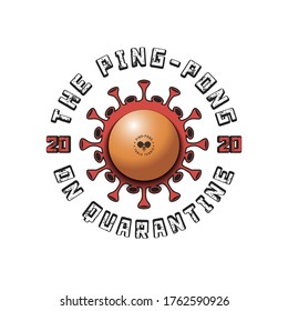 Coronavirus sign with ping-pong ball. Mode quarantine. Stop covid-19 outbreak. Caution risk disease 2019-nCoV. Cancellation of sports tournaments. Pattern design. Vector illustration