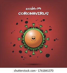 Coronavirus sign with ping-pong ball. Stop covid-19 outbreak. Caution risk disease 2019-nCoV. Cancellation of sports tournaments. The worldwide fight against the pandemic. Vector illustration