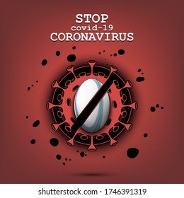 Coronavirus sign and rugby ball with a crossed line. Stop covid-19 outbreak. Caution risk disease 2019-nCoV. Cancellation of sports tournaments. Pattern design. Vector illustration