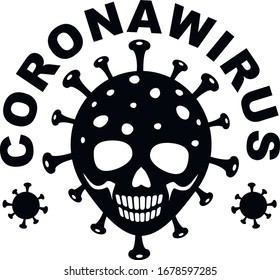 coronavirus sign with skull, t-shirt design