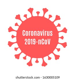 Coronavirus silhoutte icon isolated on white background with inscription - Coronavirus 2019-nCoV. Coronavirus in China