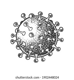 coronavirus sketch engraving vector illustration. T-shirt apparel print design. Scratch board imitation. Black and white hand drawn image.