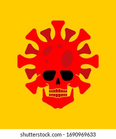 Coronavirus skull Deadly danger sign. Pandemic. Global epidemic disease 2019-nCoV Novel 