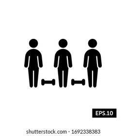 Coronavirus Social distancing Icon, Social Distancing Sign/Symbol Silhouette Vector