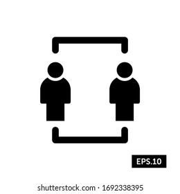 Coronavirus Social distancing Icon, Social Distancing Sign/Symbol Silhouette Vector