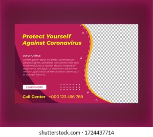 Coronavirus Social Media Banner Template, Medical health covid 19 social media banner about coronavirus,
social media banner vector template, covid-19 web banner for social media post