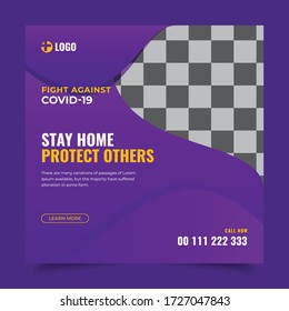 Coronavirus Social Media Post Banner Design Template, Medical health covid 19 stories banner about coronavirus, social media banner vector template, covid-19 web banner for social media post
