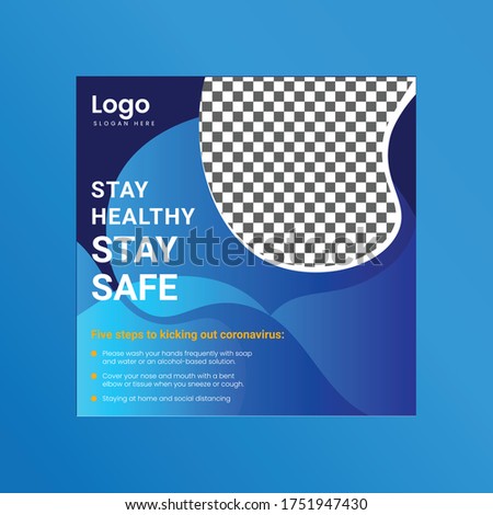 Coronavirus social media post square banner covid 19 corona virus Premium Vector
