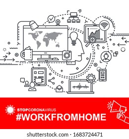 Coronavirus Social network  flat concept  for hospitals, medical facilities. 
Bacteria Cell Icon and Poster COVID-19 Stop Virus for World Health organization, Web Design. Stay and work at home. Vector