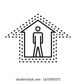 Coronavirus Social Prevention Cocnept, Stay at Home to Protect yourself from ncov on white background, Person inside the sanitizer house Design, home-based preventive actions quarantine vector icon