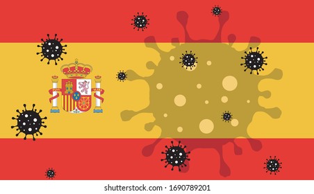 Coronavirus In Spain. Coronavirus In Spanish People. COVID-19 In Country. Vector Illustration