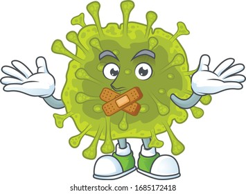Coronavirus spread cartoon character design concept showing silent gesture