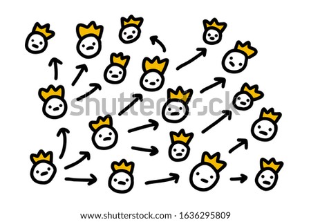 Coronavirus spread epidemic poster hand drawn in cartoon comic style faces crown