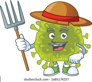 El Coronavirus se difunde en el diseño de mascotas de los agricultores con sombrero y horquillo de cocina