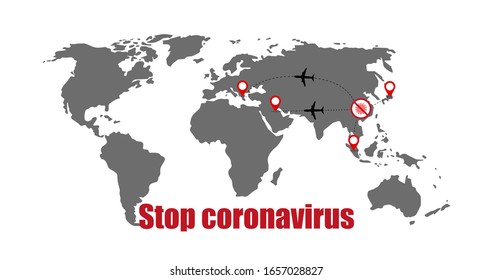 Coronavirus spread of infection on world map vector banner stop 2019-ncov