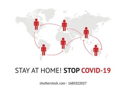 Coronavirus spread vector infographic, stay at home for stop covid19 concept