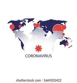 Coronavirus Spreading All Around the World - Vector Design Concept with World Map