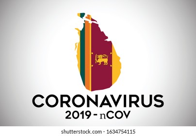 CoronaVirus in  Sri Lanka and Country flag inside Country border Map Vector Design. 2019-nCoV with Sri Lanka map with national flag Vector Illustration.