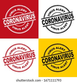 Coronavirus stamp. Red logo pandemic. Cornavirus covid19 alert