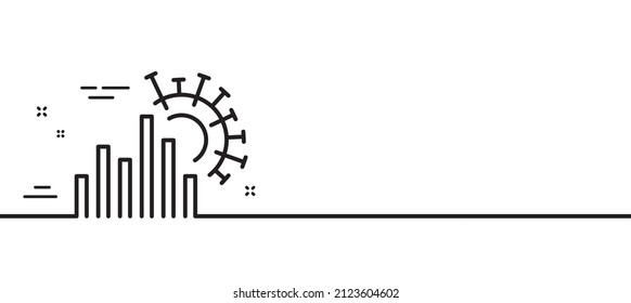 Coronavirus Statistics Line Icon. Covid-19 Confirmed Cases Graph Sign. Corona Virus Pandemic Symbol. Minimal Line Illustration Background. Coronavirus Statistics Line Icon Pattern Banner. Vector